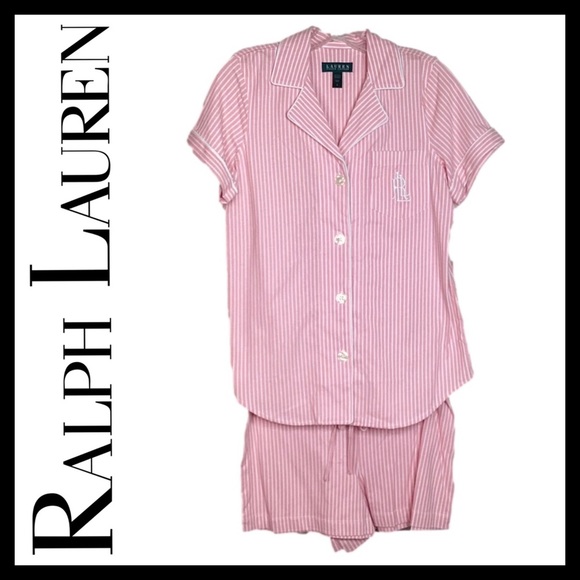 Ralph Lauren Other - LAUREN Ralph Lauren Cotton Boxer Pajama Set Pink Strip